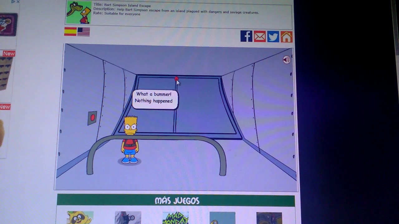 bart simpson island escape game over