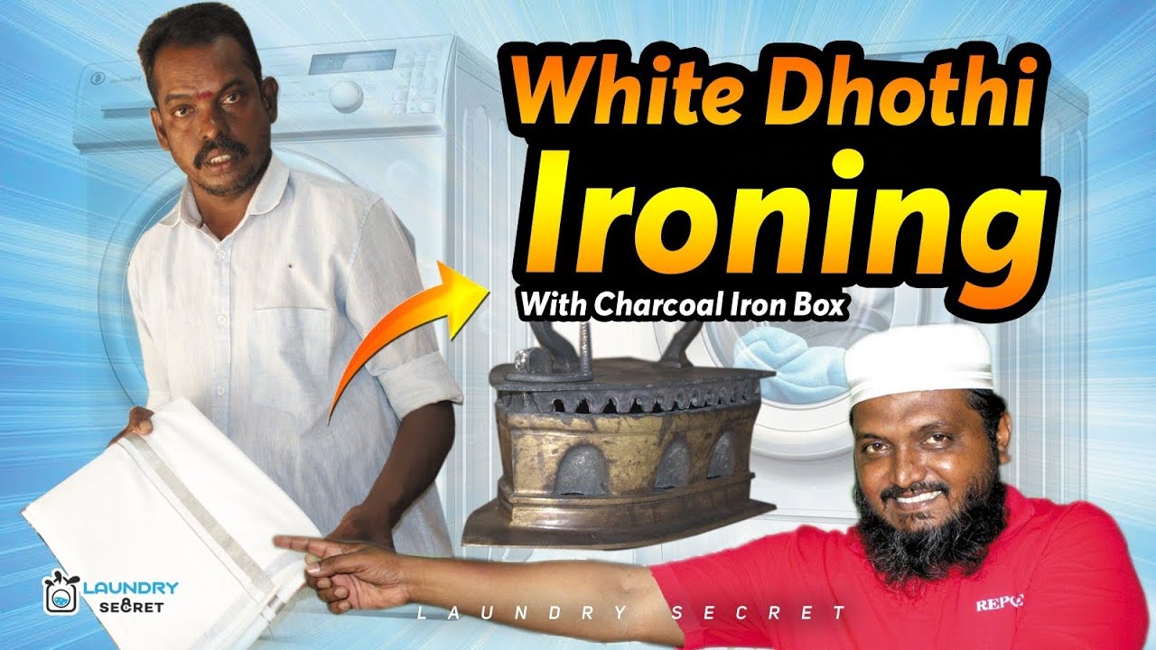Perfect White Dhoti Ironing with Charcoal Iron 🔥👕 | Traditional Press Method You Must See!