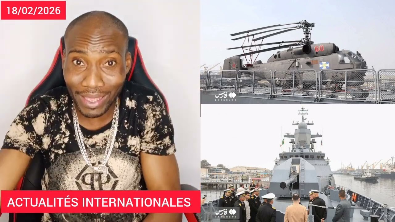 Un navire Russe porte hélicoptère accoste tout proche des navires USA sur un port stratégique d'Iran