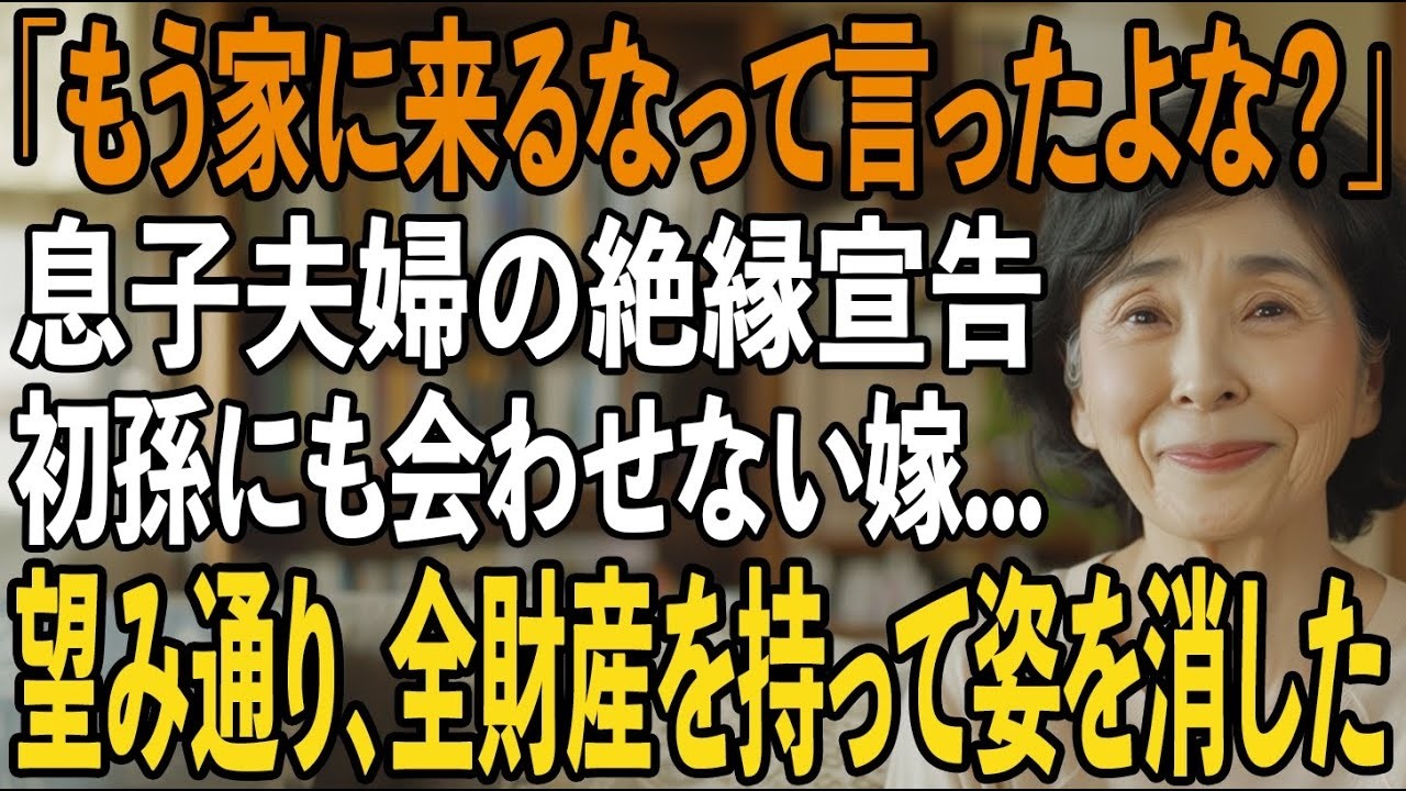 「もう家に来るなって言ったよな？」初孫の出産直後、息子夫婦と嫁両親からの絶縁宣言。お望み通り、絶縁して1円たりとも遺さず消えた結果【シニアライフ】【60代以上の方へ】