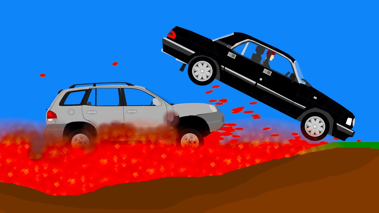 Car Melting in Lava Destruction - Phun Algodoo Moments