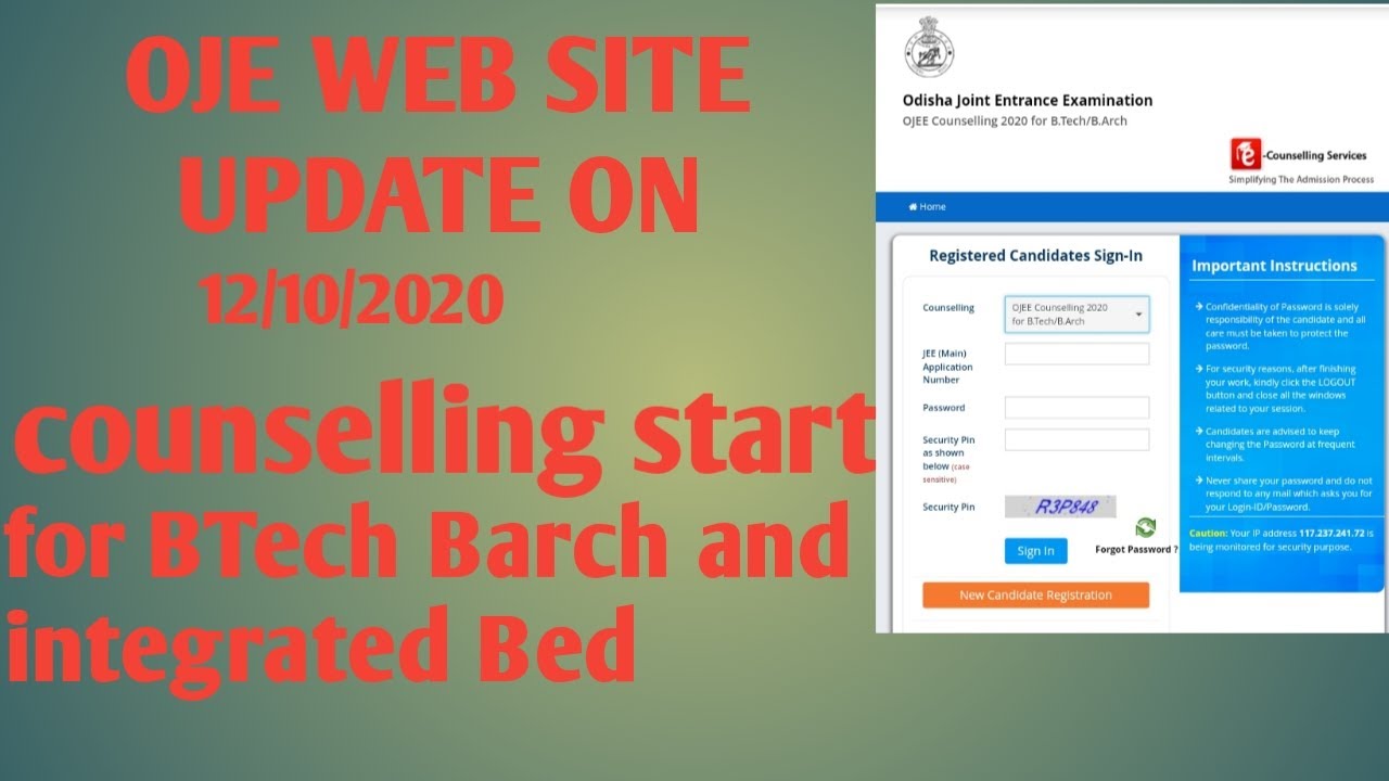 Ojee Counselling 2020 Start For BTech-। IN ODIA, Ojee Councelling Through Jee Main 2020 -।ODISHA