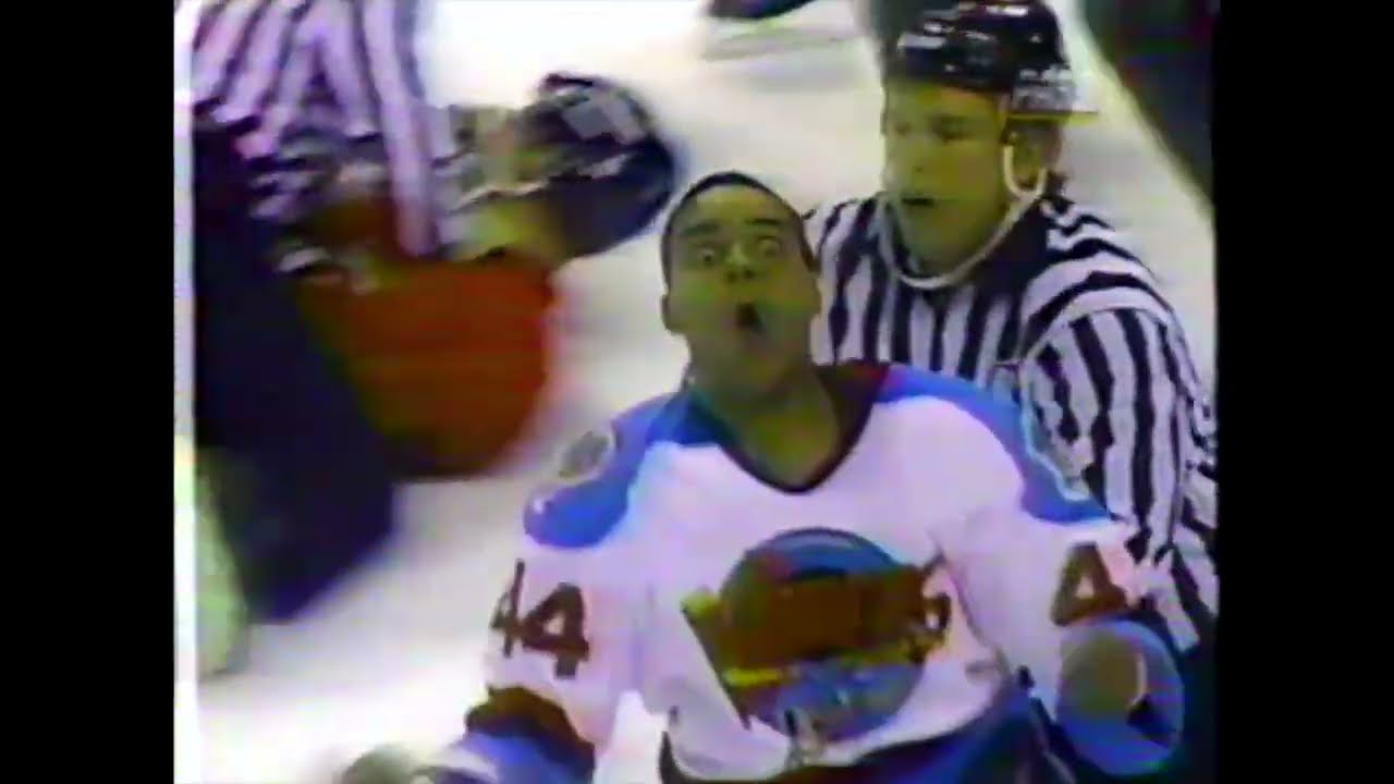 Fredrik Oduya (Kansa City Blades) Vs. John Craighead (Detroit Vipers) Nov. 5th, 1995 IHL