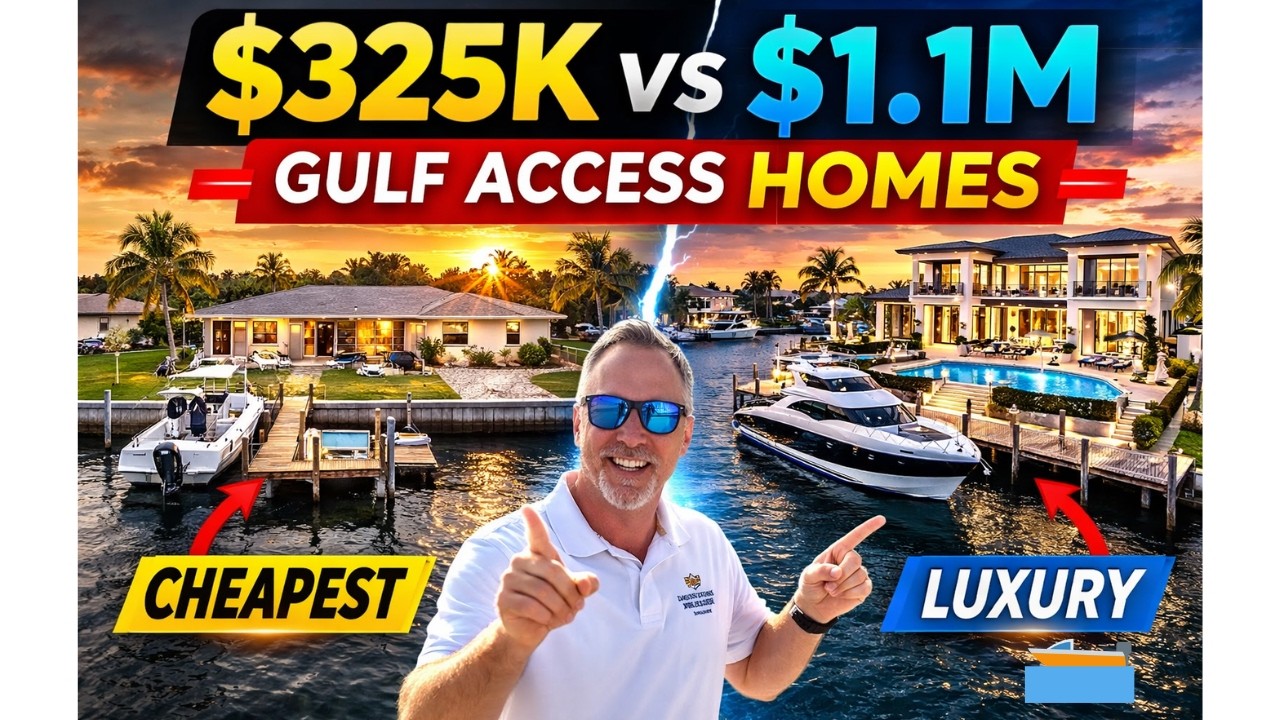 Cheapest Gulf Access Home vs Luxury Gulf Access Home. Cape Coral Florida Waterfront Canal Comparison