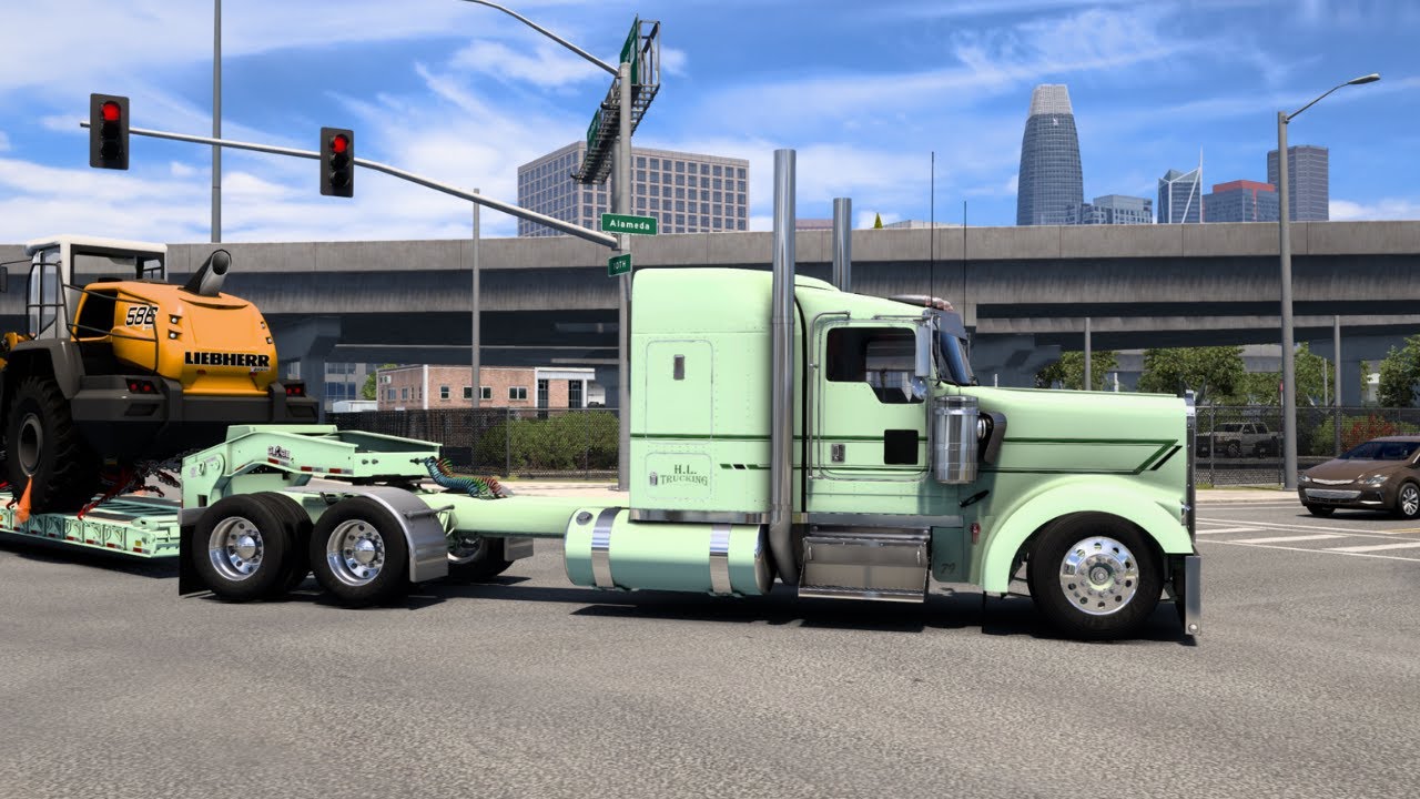 Oversized Load Through Traffic - (Kenworth W900L) - CAT Power - American Truck Simulator