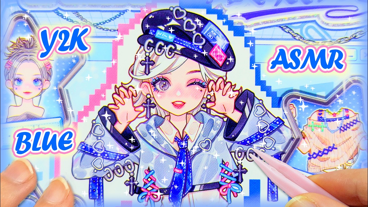ASMR Sticker Peeling 🩵🦋 Blue Y2K Girl Aesthetic Sticker Book | Paper DIY