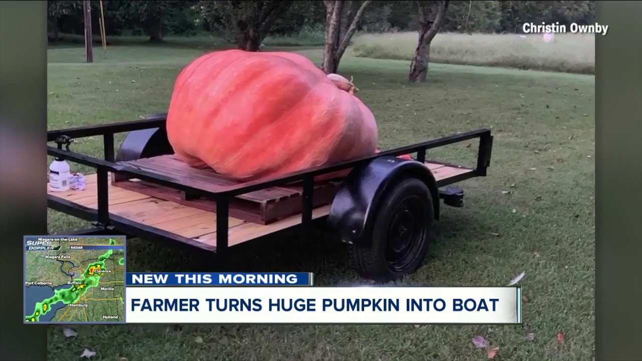Farmer turns huge pumpkin into boat