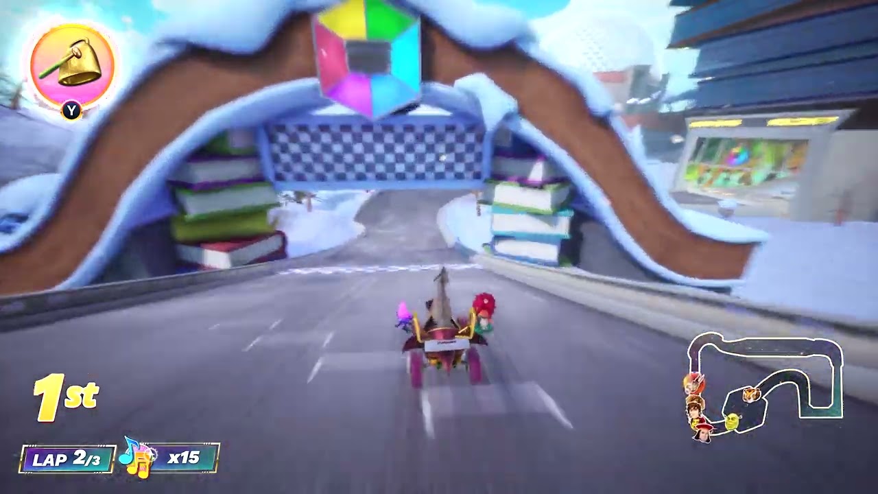 Donkey gameplay in The Acorn Center - DreamWorks All-Star Kart Racing