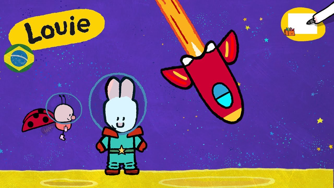 Louie, desenhe me 🎨✐ Louie, desenhe um navio de foguetes ✐ | Desenhos animados