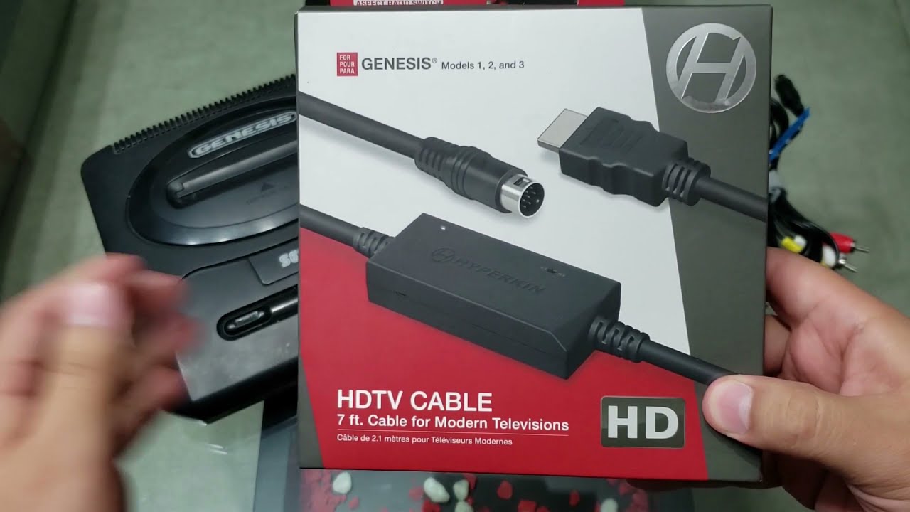 SEGA Genesis con cable HDMI para TV LED | Unboxing de cable HDMI Hyperkin | comparativa con cable AV
