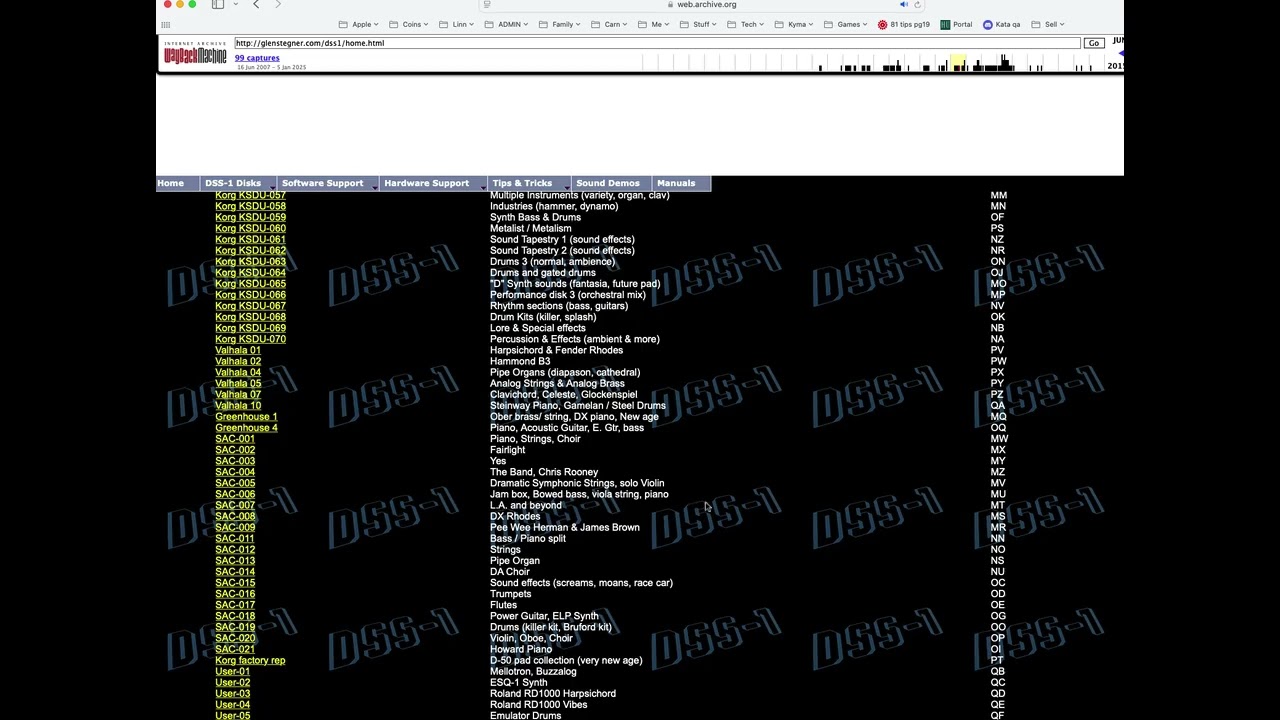 Glen Stegner Korg DSS1 factory and 3rd party sample libraries