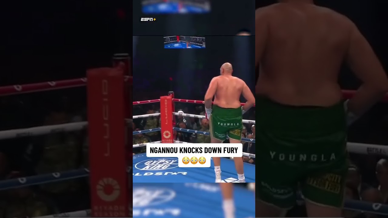 Ngannou knocks down Fury 😮 #FuryNgannou (Courtesy of ESPN+ PPV)