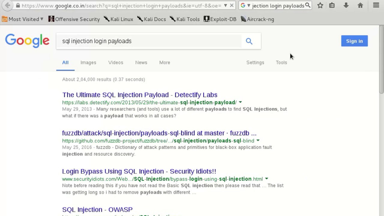 Sql injection - example 1: Web for pentester lab 2 -- pentesterlab.com