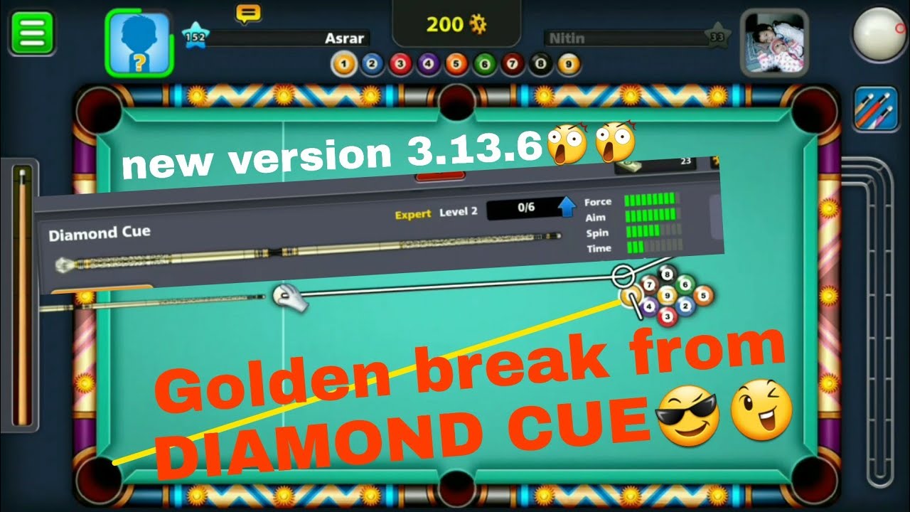 Golden break from diamond cue in version 3.13.6