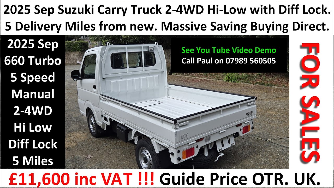 2025 Suzuki Carry Truck 2-4WD Hi-Low with Diff Lock 5 Miles from new!