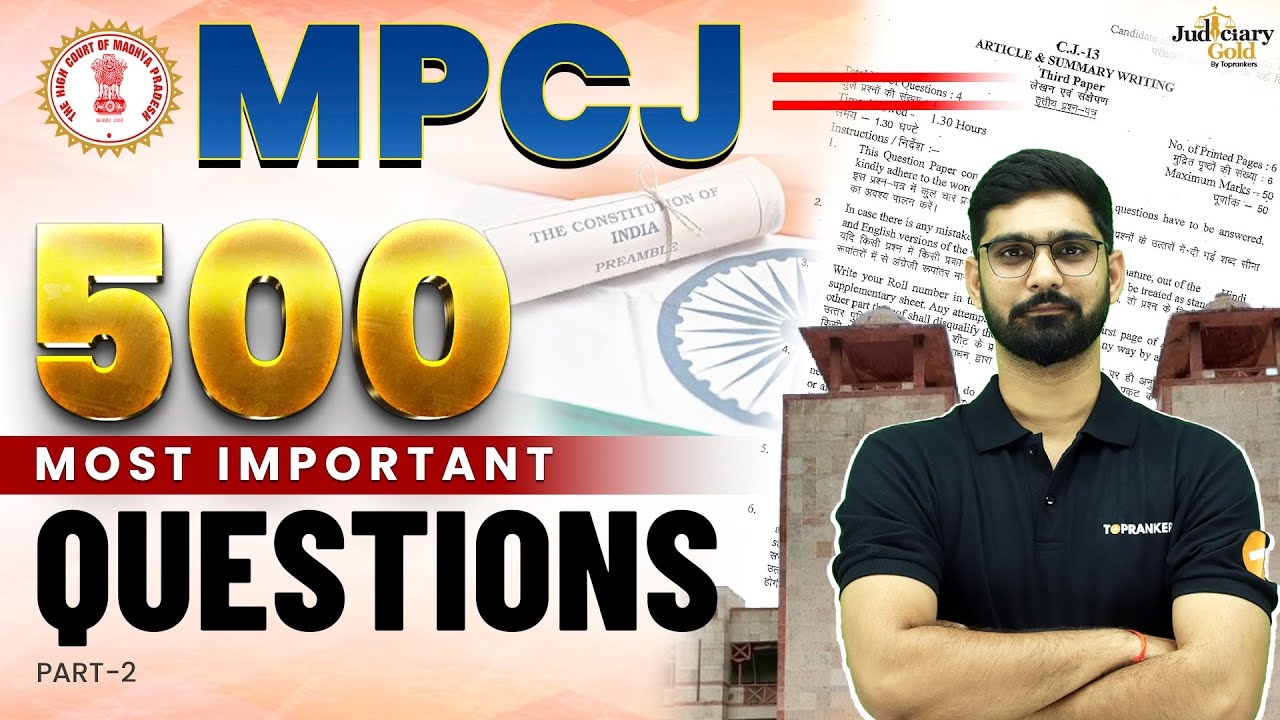 500 Most Important Questions for MPCJ 2023 | MP Judiciary Preparation | Part - 2