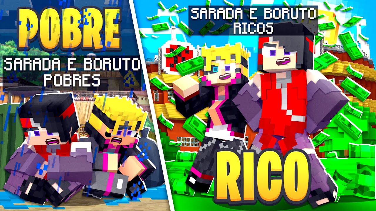 RICO VS POBRE DO BORUTO E DA SARADA no Minecraft
