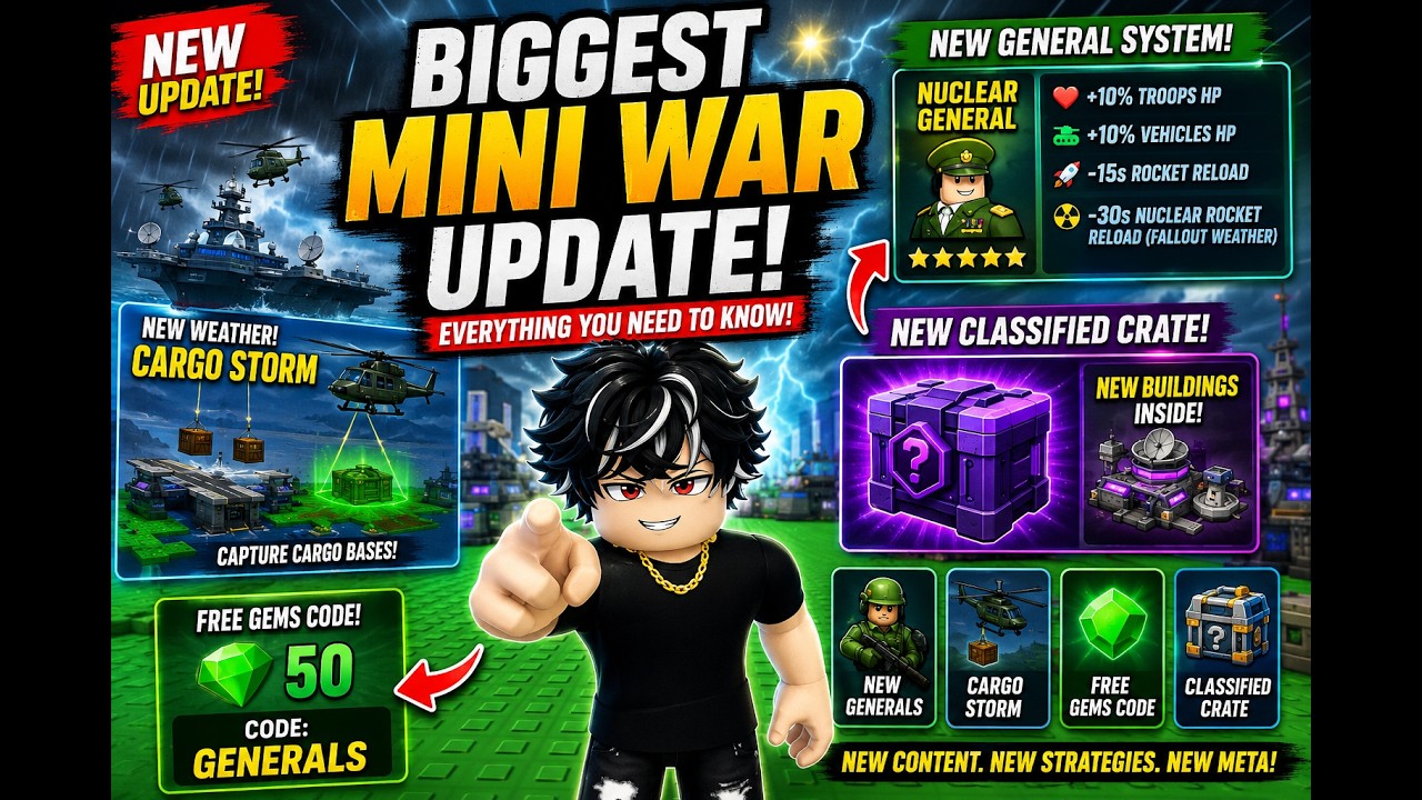 Mini War GENERAL UPDATE &mdash; New Generals, Cargo Storm, Free Code & More!