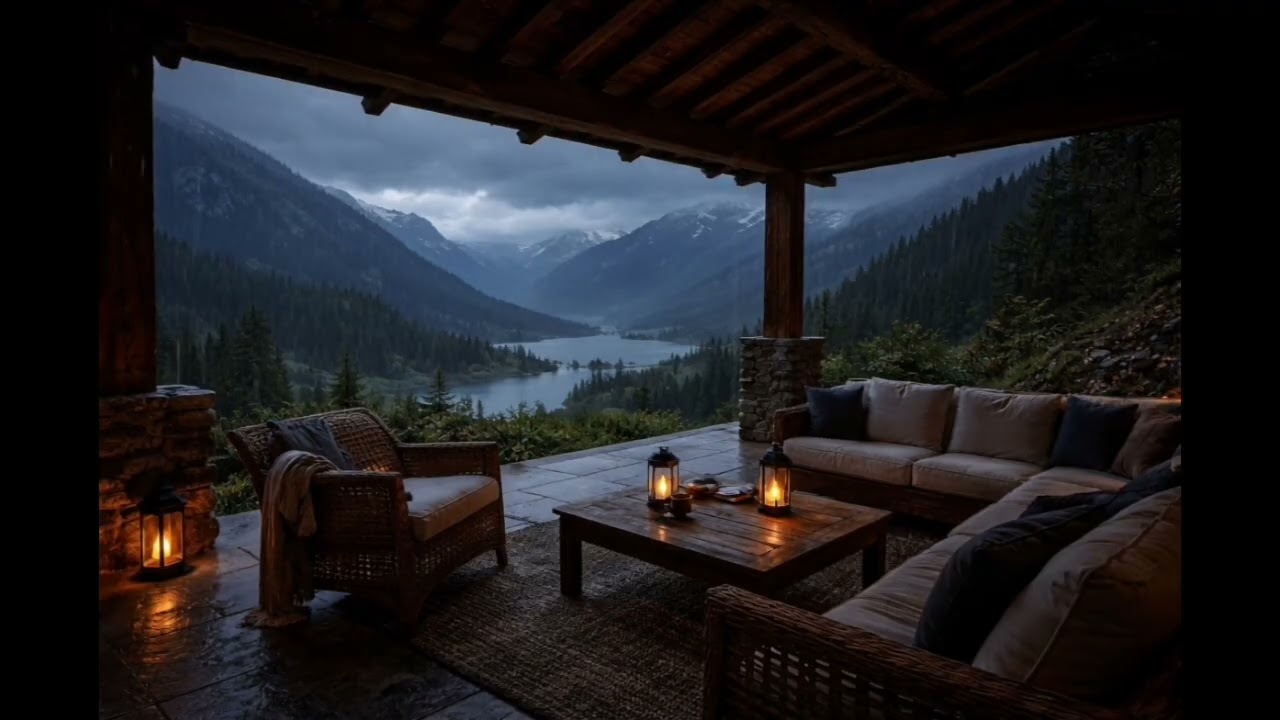 Heavy Rain in the Mountains | Cozy Cabin Porch Ambience (8 hours) - Sleep Anywhere Ep 6- Mountains