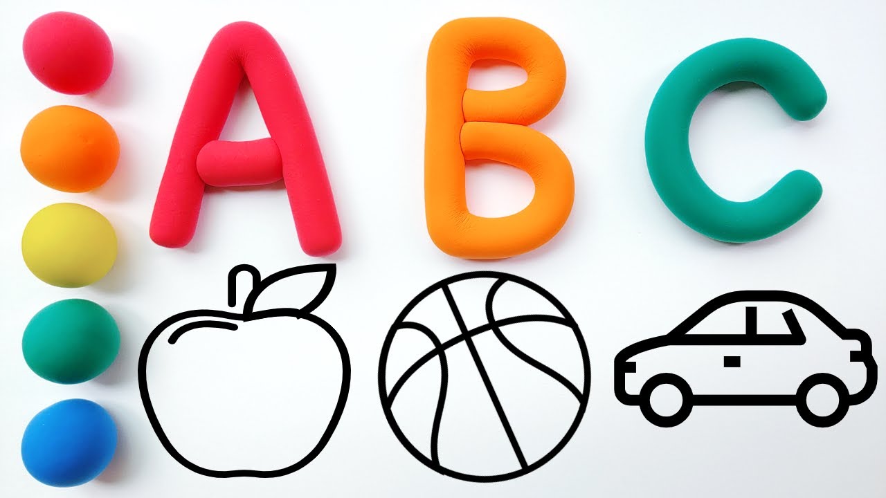 플레이도우로 ABC Alphabet 만들기 | A for Apple, B for Ball, C for Car 그림 그리기 색칠하기 | abc 송
