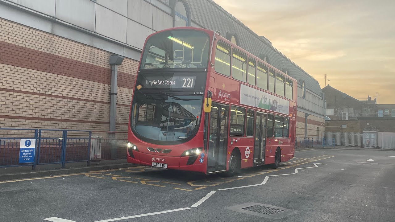 Full Route Visual - Route 221 - Edgware Station to Turnpike Lane Station - HV116 (LJ13 FBL)