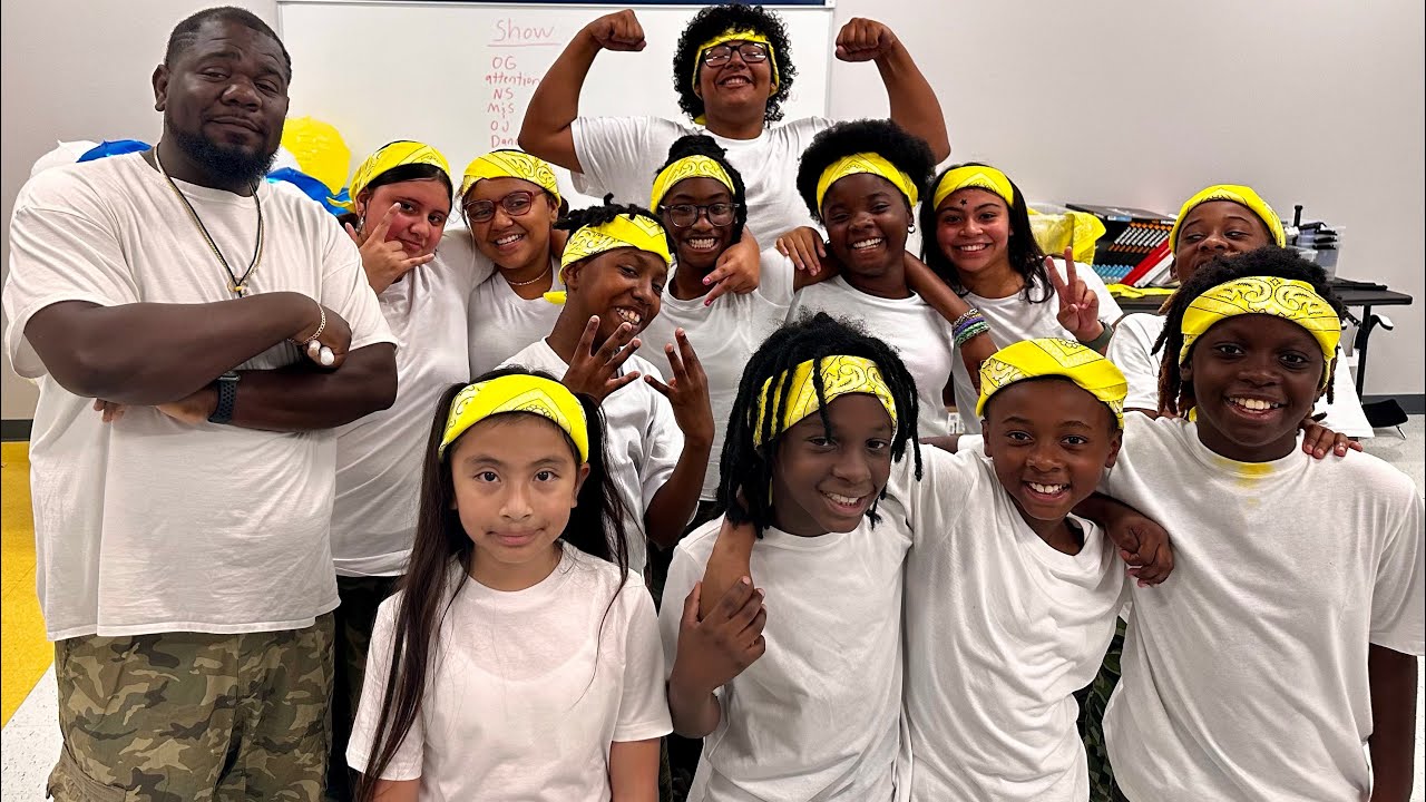 Idea victory school drumline (k-8). 1st performance at pep rally.