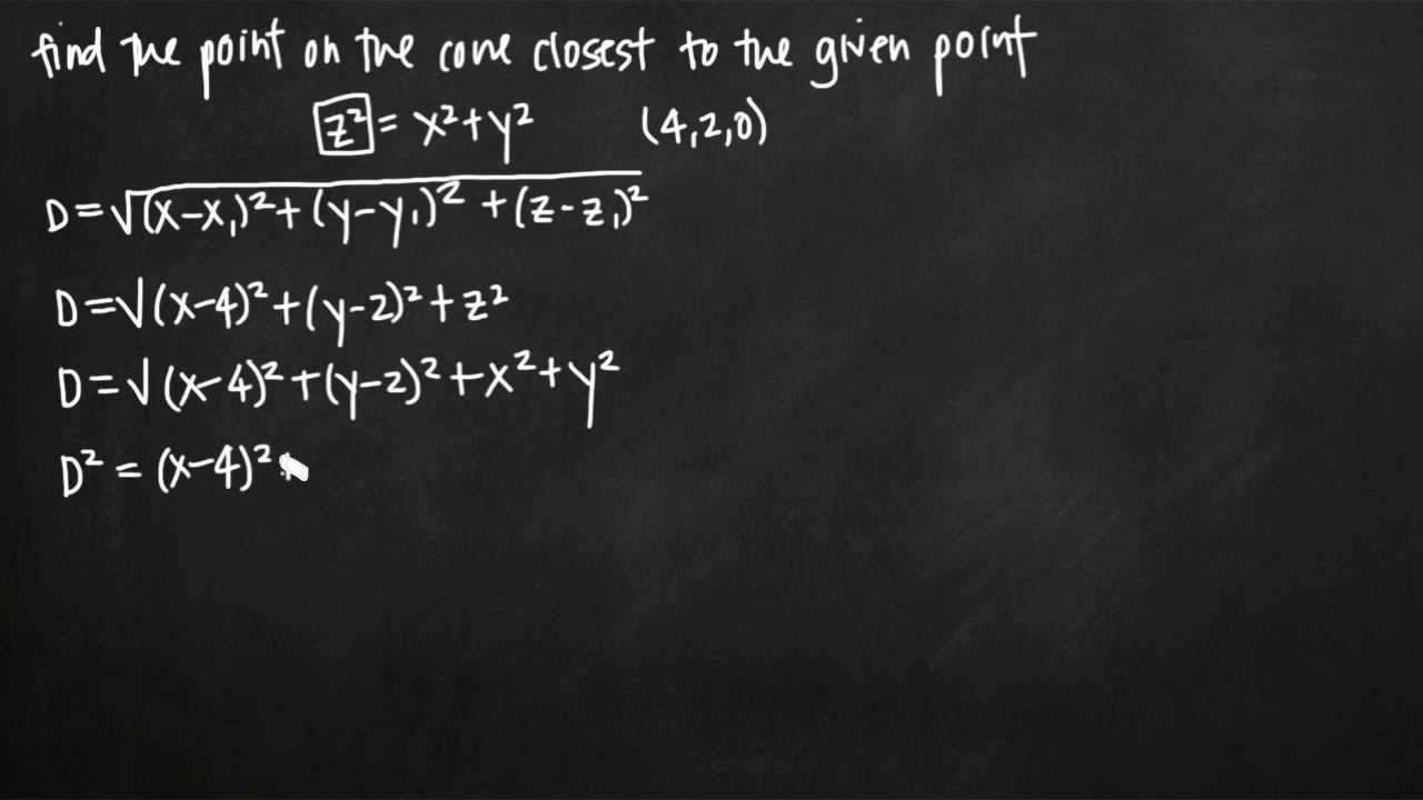 Points on the cone closest to a point (KristaKingMath)