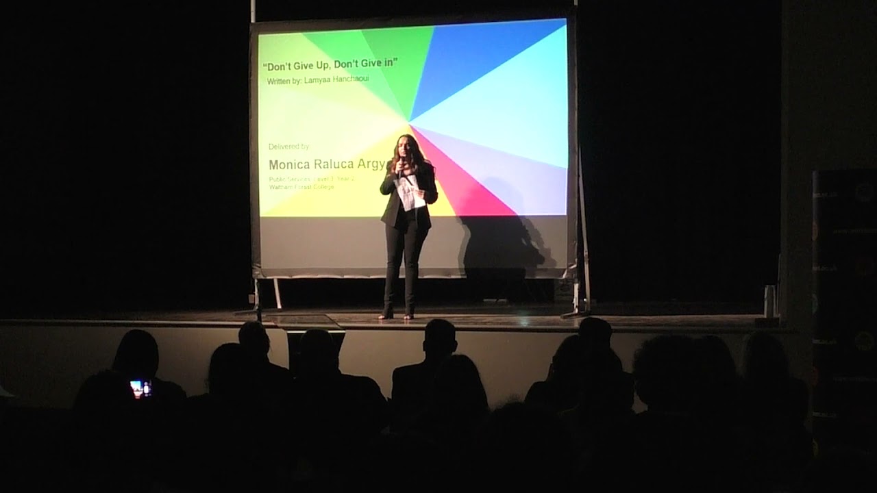 'Don't Give Up' written by Lamyaa Hanchaoui, recited by Monica Raluca Argyo, Public Services Level 3