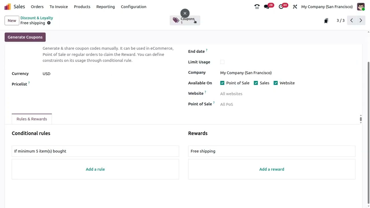 Odoo 19 Coupons & Promo Codes Setup | Complete Sales Tutorial 2025