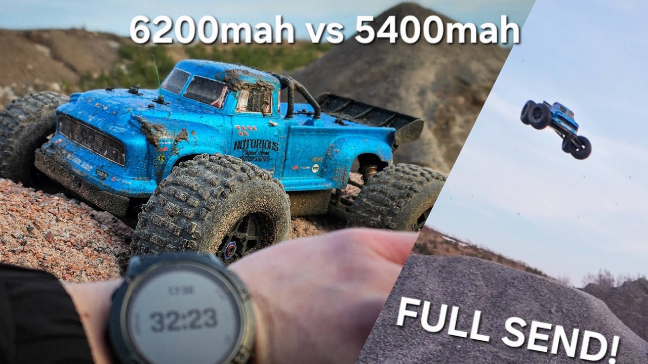 FULL SEND Runtime Test! 6200 vs 5400 6S LiPo (Arrma Notorious Breaks!)