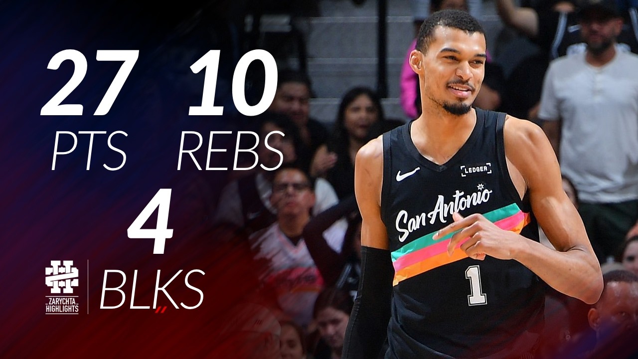 Виктор Вембаньяма, 27 очков, 10 подборов, 4 блока против «Клипперс» в сезоне 25/26.