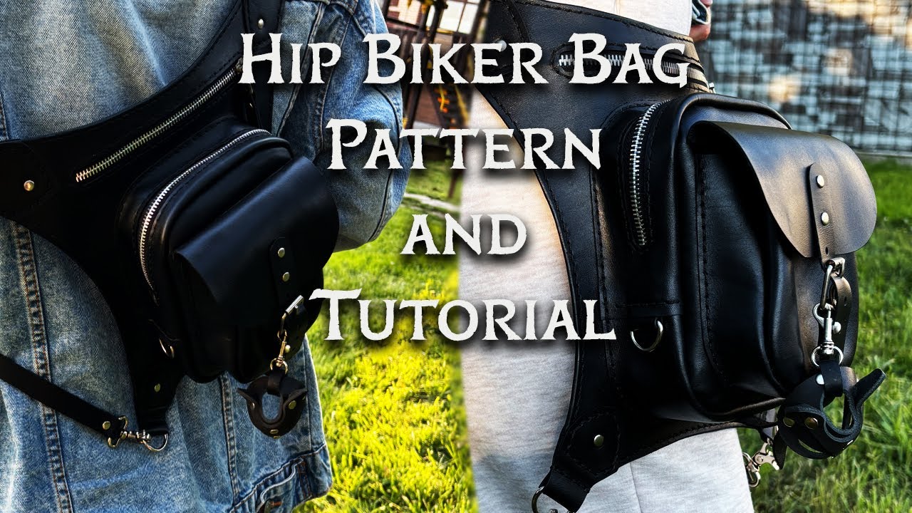 Leather Biker Hip Bag, Motorcycle Leg Bag - Tuturial and pattern - Leathercraft Thigh Bag