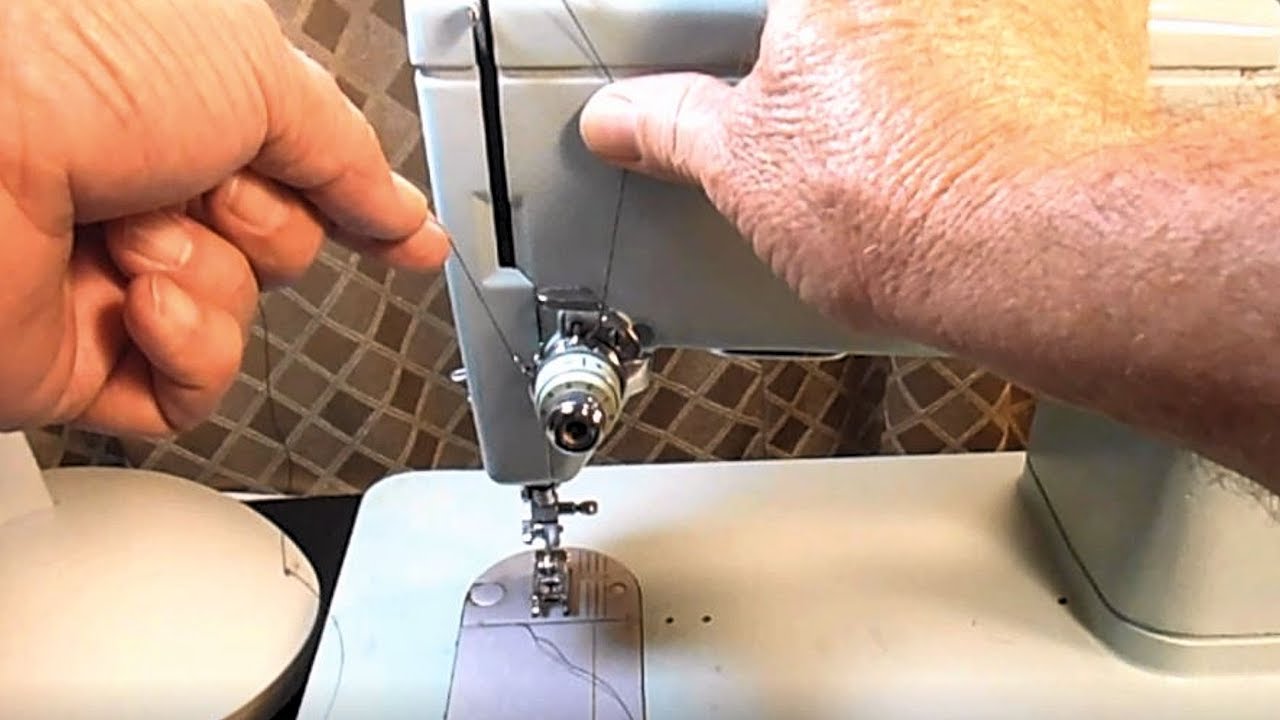 How to thread a single needle on the Singer Model 338 Sewing Machine