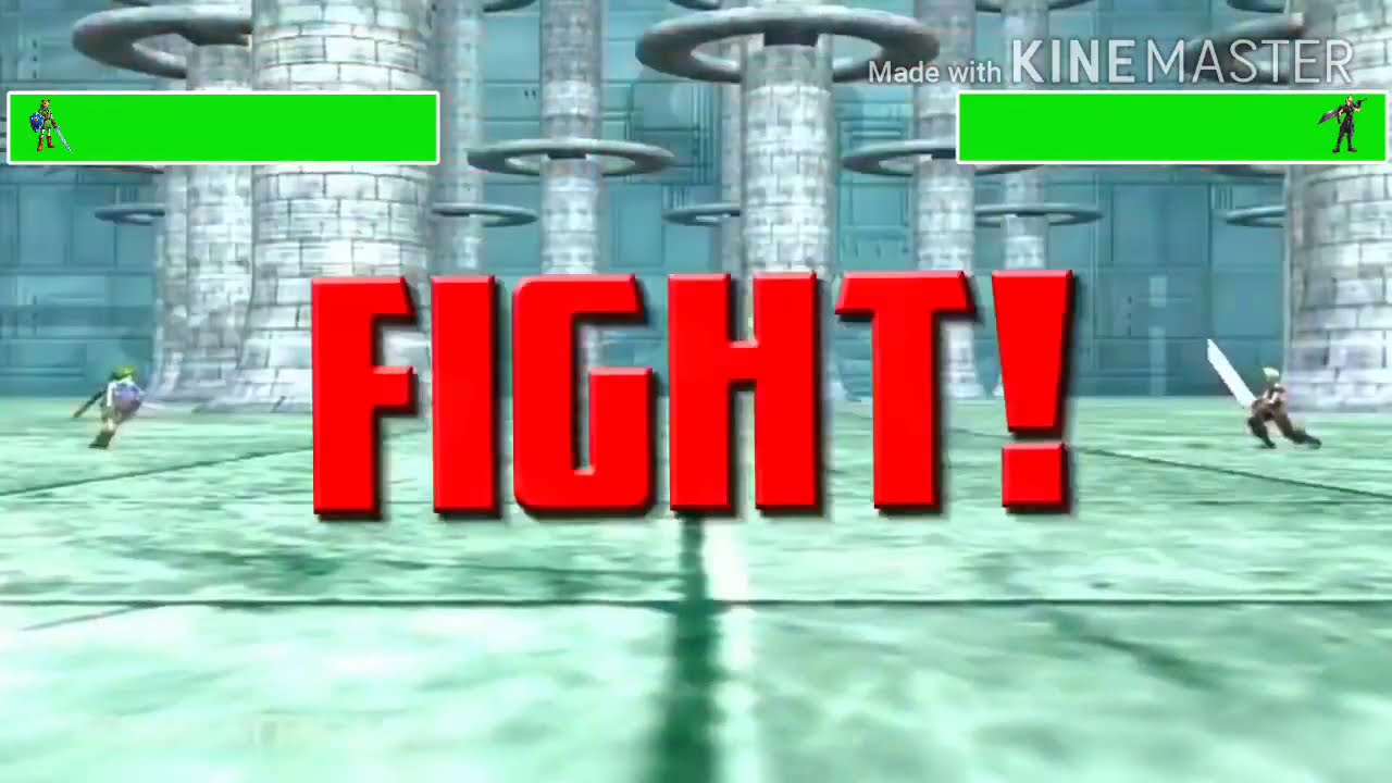 Link vs. Cloud with healthbars