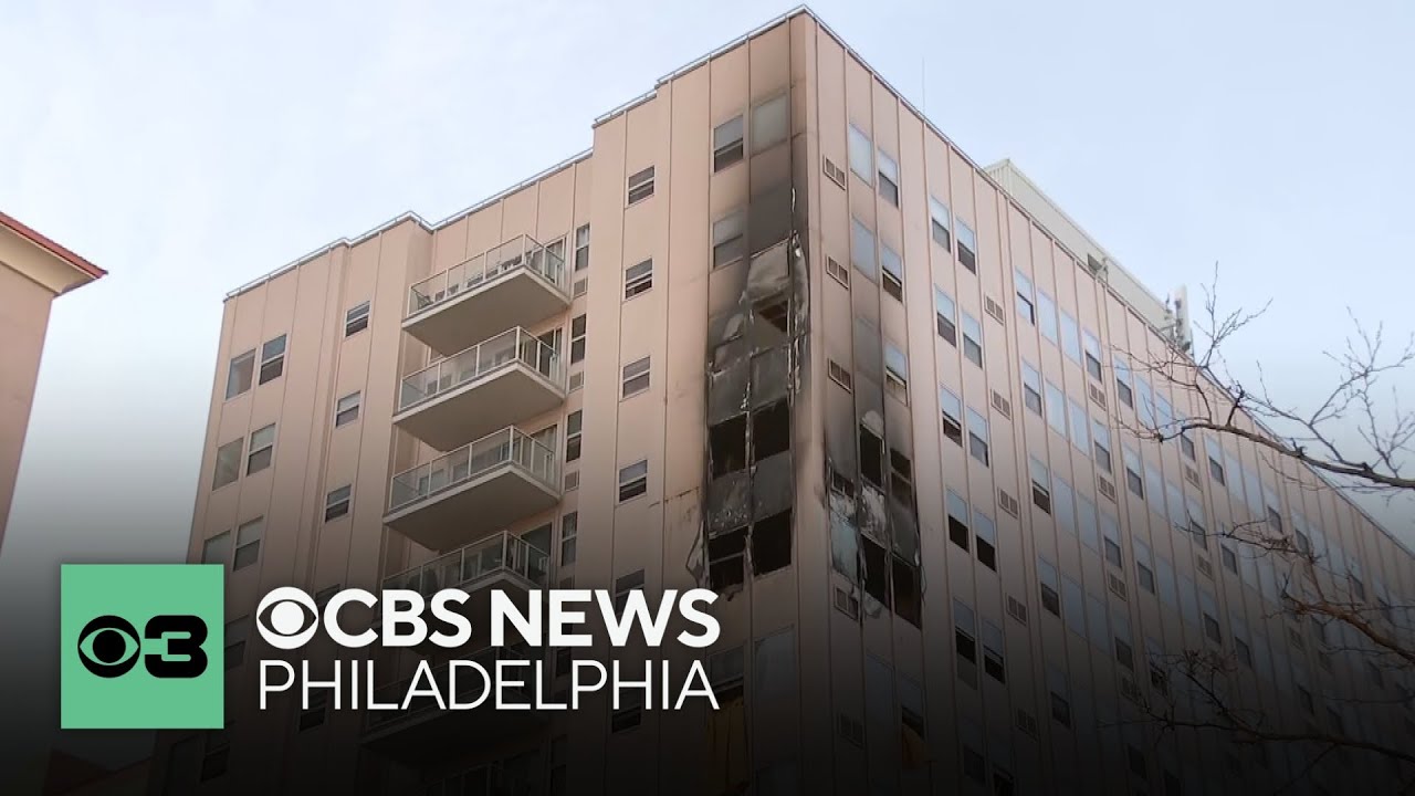 Scorch marks visible on Atlantic City high-rise building after fire