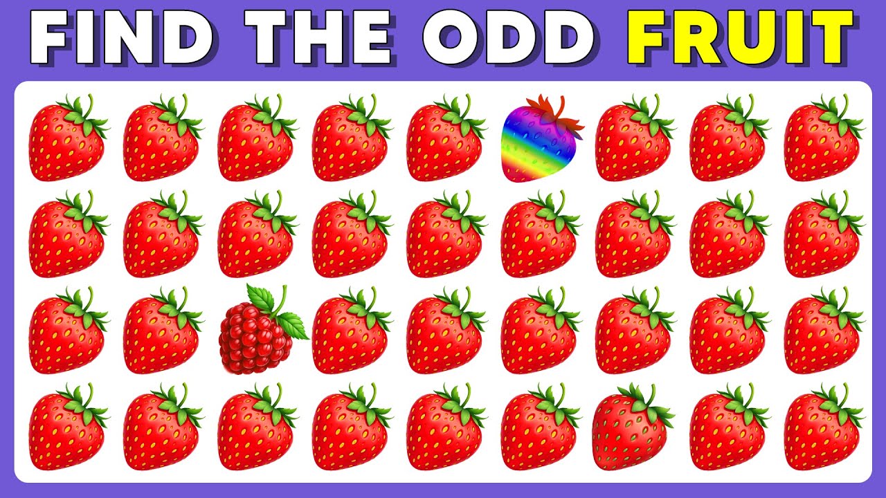 🍒🍋🍑 Find the ODD One Out - Fruit Edition | Easy, Medium, Hard - 40 Ultimate Levels | Cow Quiz