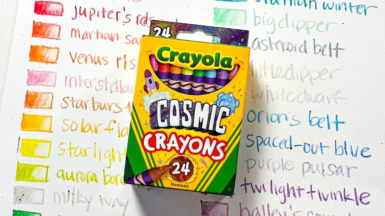Новинка! Космические мелки Crayola: сортировка, образцы и названия цветов