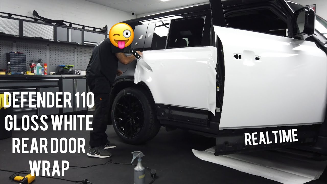 Land Rover Defender 110 Gloss White Rear Door Wrap REALTIME 🔥👍