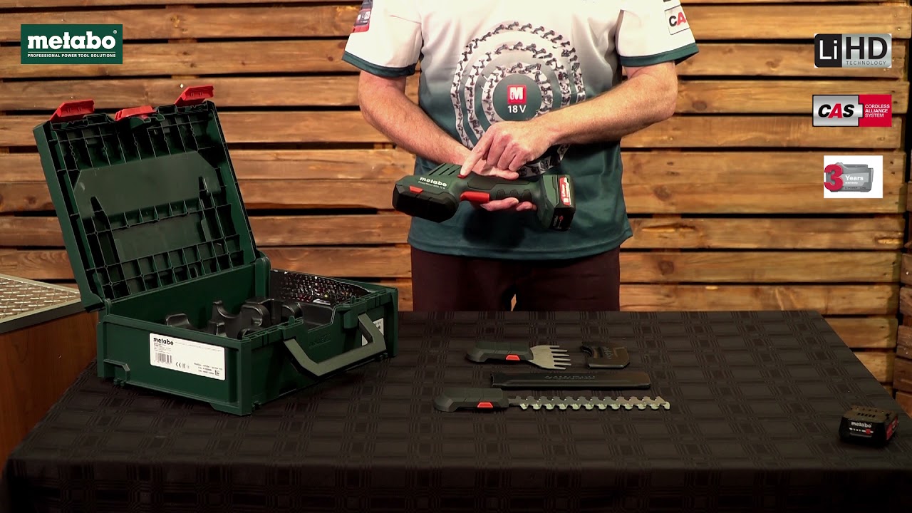 PowerMaxx SGS 12 Q Cordless Shrub and Grass Shears Scope of Delivery - Metabo
