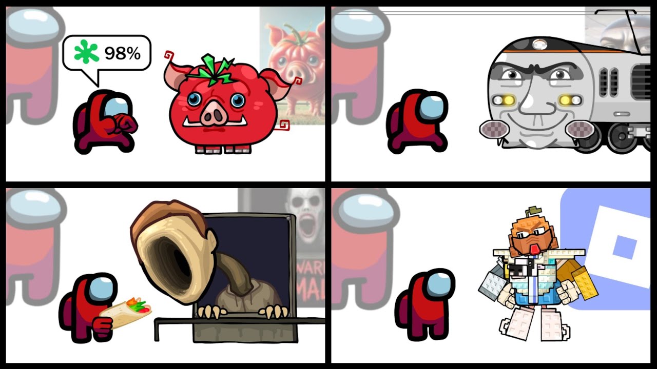 Mini Crewmate Kills Italian Brainrot Characters - Part 1-4 | Among Us