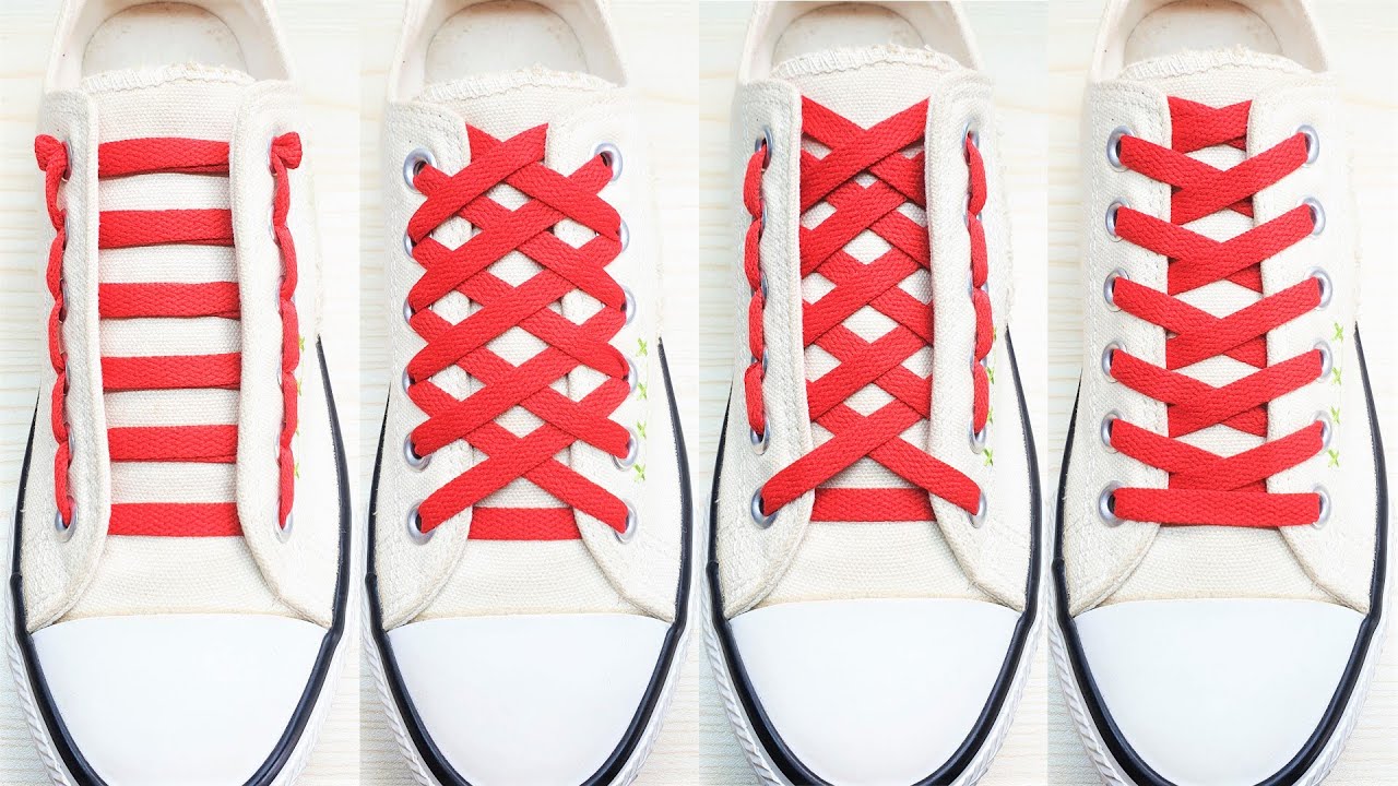 4 Way To Tie Shoelaces, Creative Idea to Fasten Tie Your Shoes Tutorial Step by Step