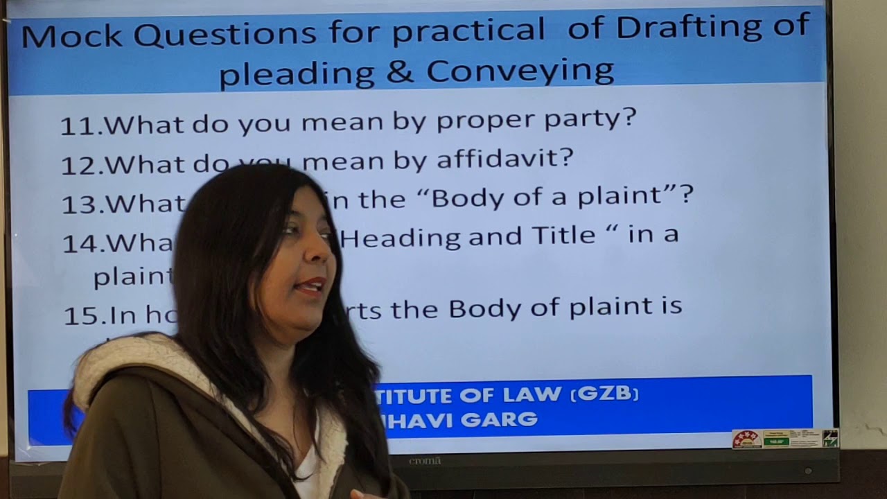Mock Test on DRAFTING OF PLEADING & CONVEYANCING ( VIVA / practical ccs university)