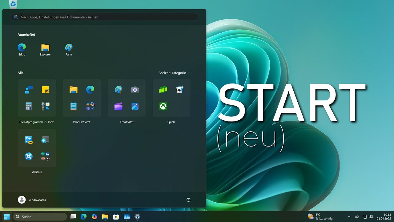 Hier ist das neue Windows 11 Startmenü!
