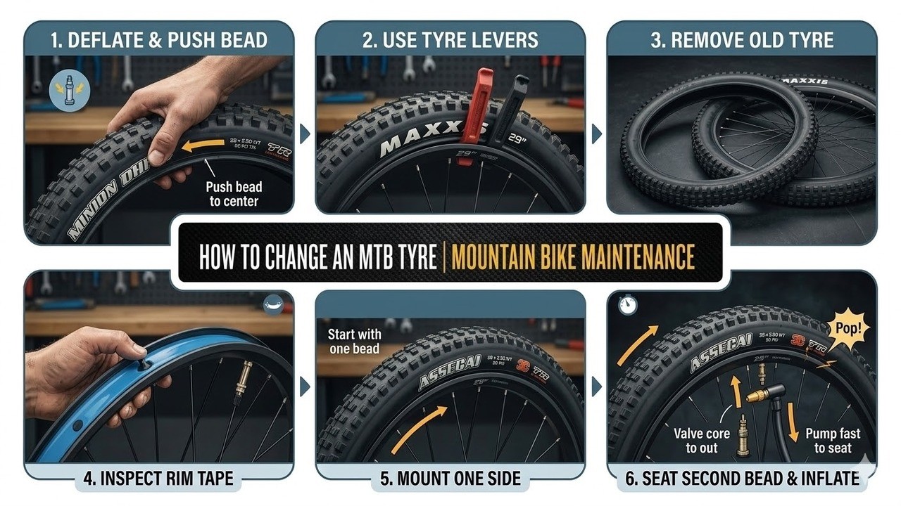 EASY! How to change an MTB Tyre | Mountain Bike Maintenance #emtb #mtb #emtbtyre #mtbtyre #mtbrepair