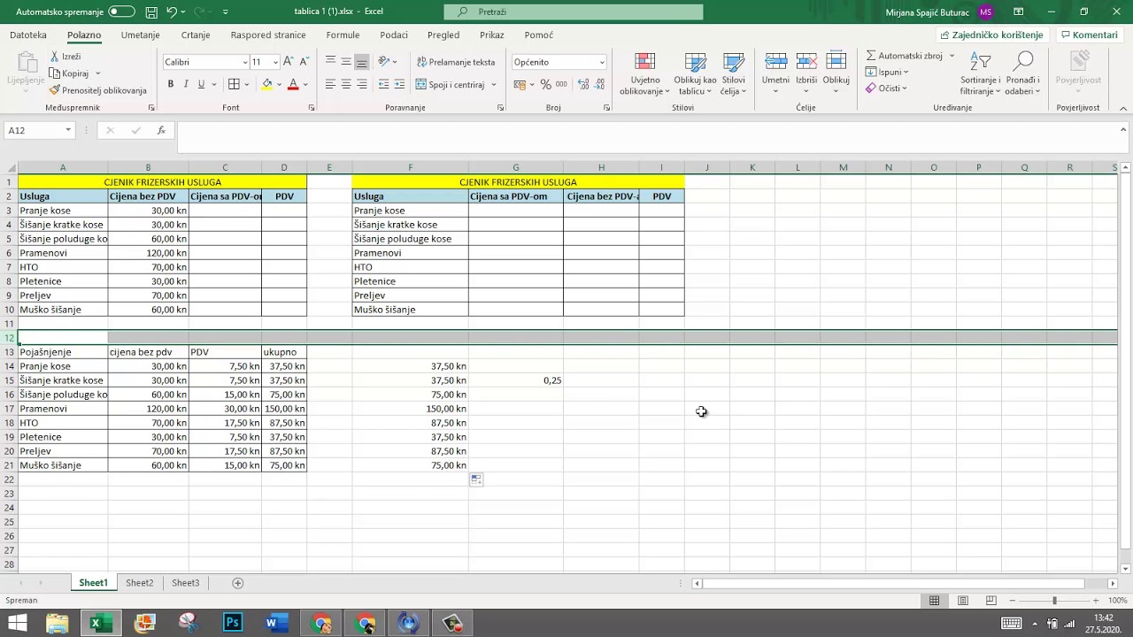 Računanje PDV-a u Excelu