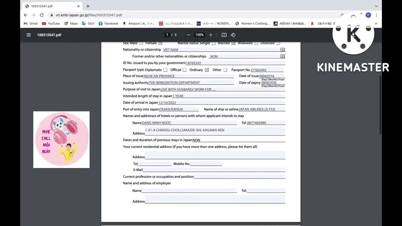 Hướng dẫn điền form xin visa đi Nhật