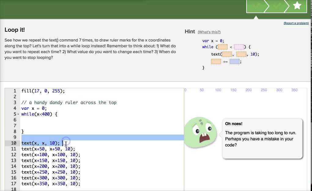 Khan Academy Loopy Ruler Challenge