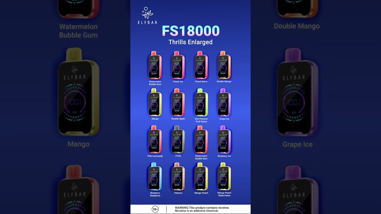 #ELF #BAR #FS18000 #unboxing #Peachice #thrillsenlargee #meshcoil #fastcharging #Flavors