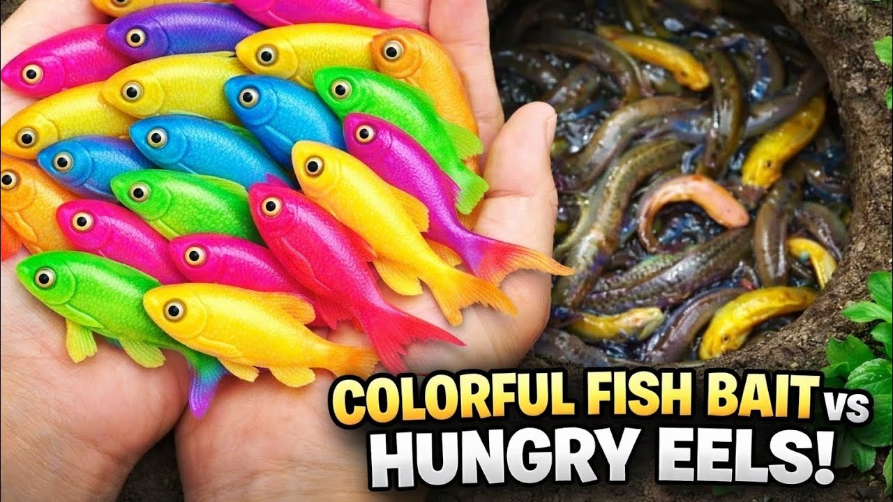 Colorful Fish Bait vs Hungry Eels – What Will Happen? 😱