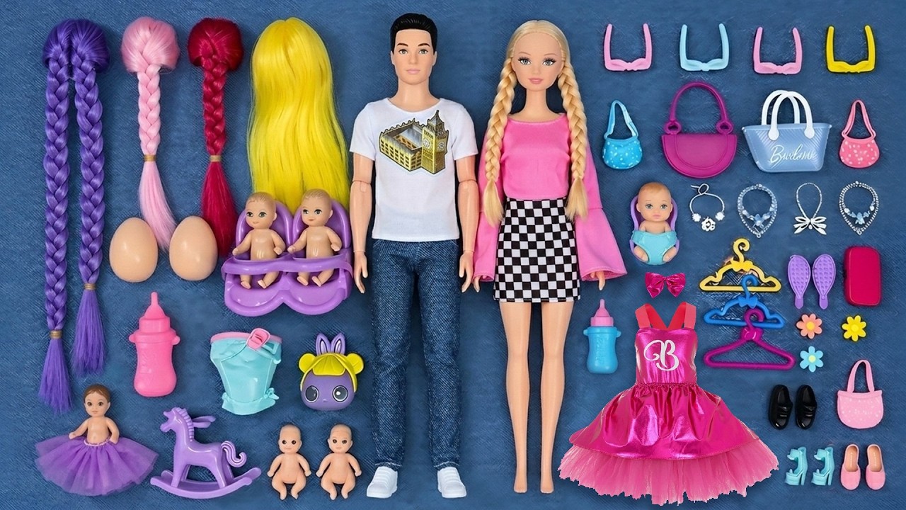 4 Minutes Satisfying with Unboxing Barbie Doll Family Playset，Cute Pinkfong Ambulance Car Toys ASMR